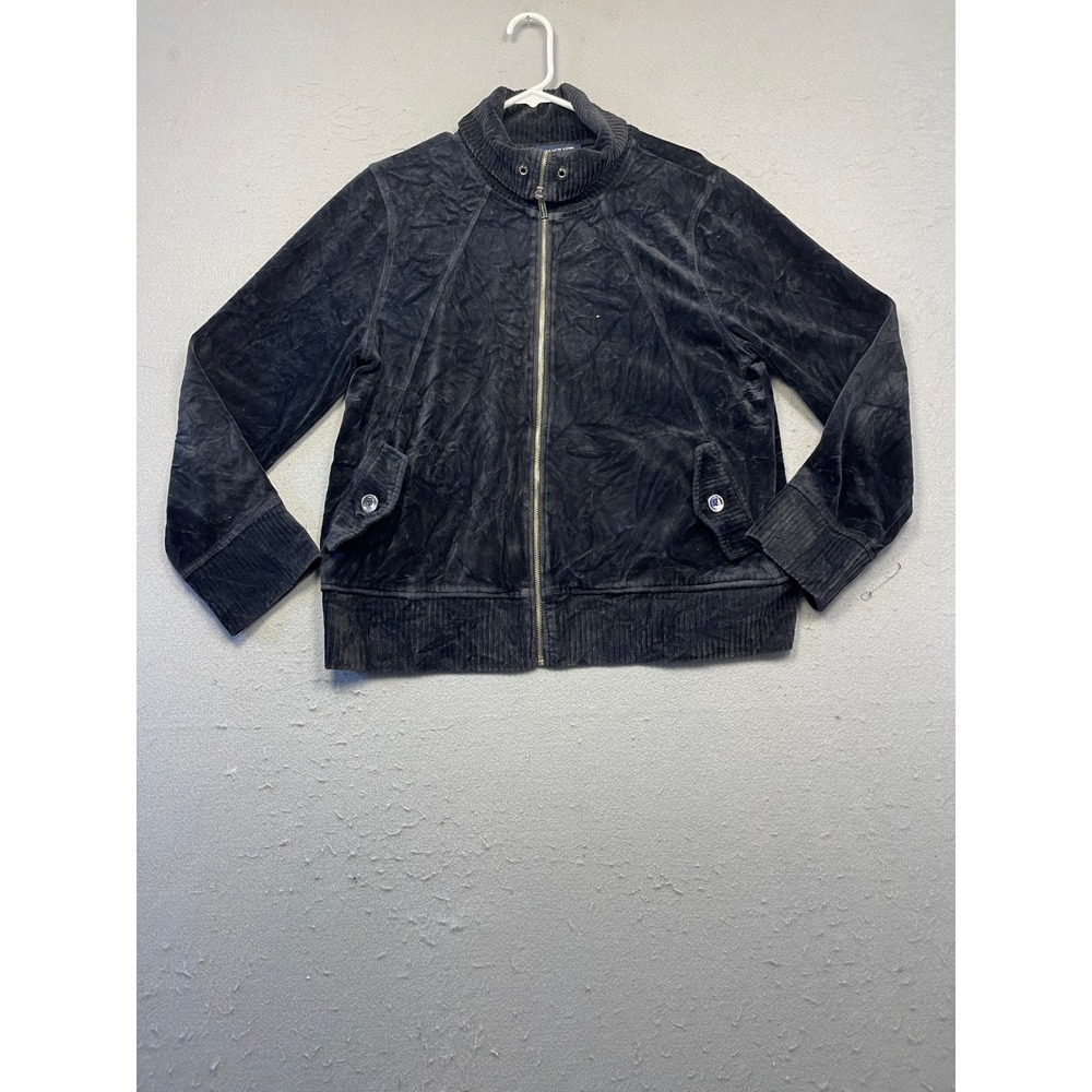 Jones New York Jacket Velour Black XL Womens